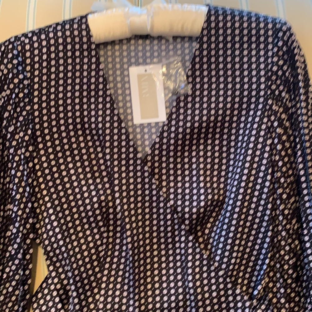 INTERMIX JENNA WRAP DUCHESS SATIN TOP IN MULTI - Picture 12 of 16